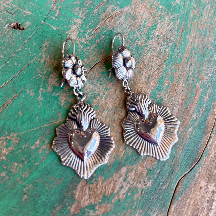 Sacred Heart on Fire Earrings