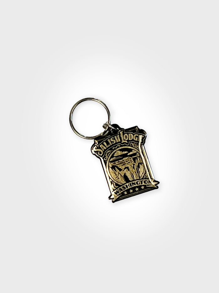 Salish Lodge & Spa Keepsake Metal Keychain in Black and Gold