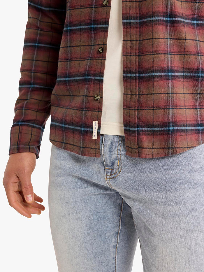 Seaside Lightweight Flannel Shirt | Burgundy Plaid