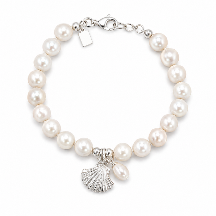 Shell Pearl Silk Knot Adjustable Bracelet featuring lustrous shell pearls with an adjustable sliding knot design