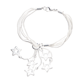 Silver-tone shooting star bracelet with star charms and multi-strand chain