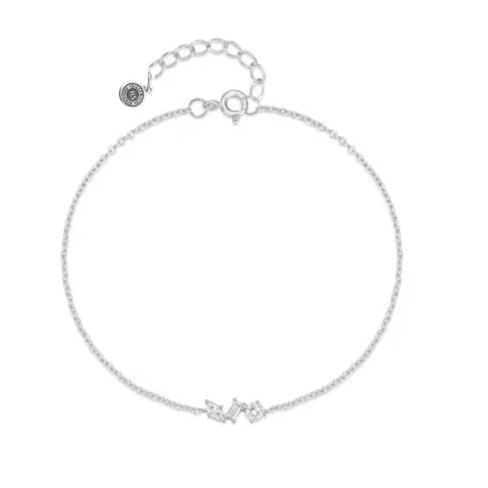 Silvana chain link bracelet in silver tone with cubic zirconia cluster details