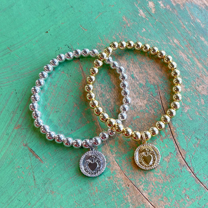 Silver or Gold Sacred Heart Bracelet