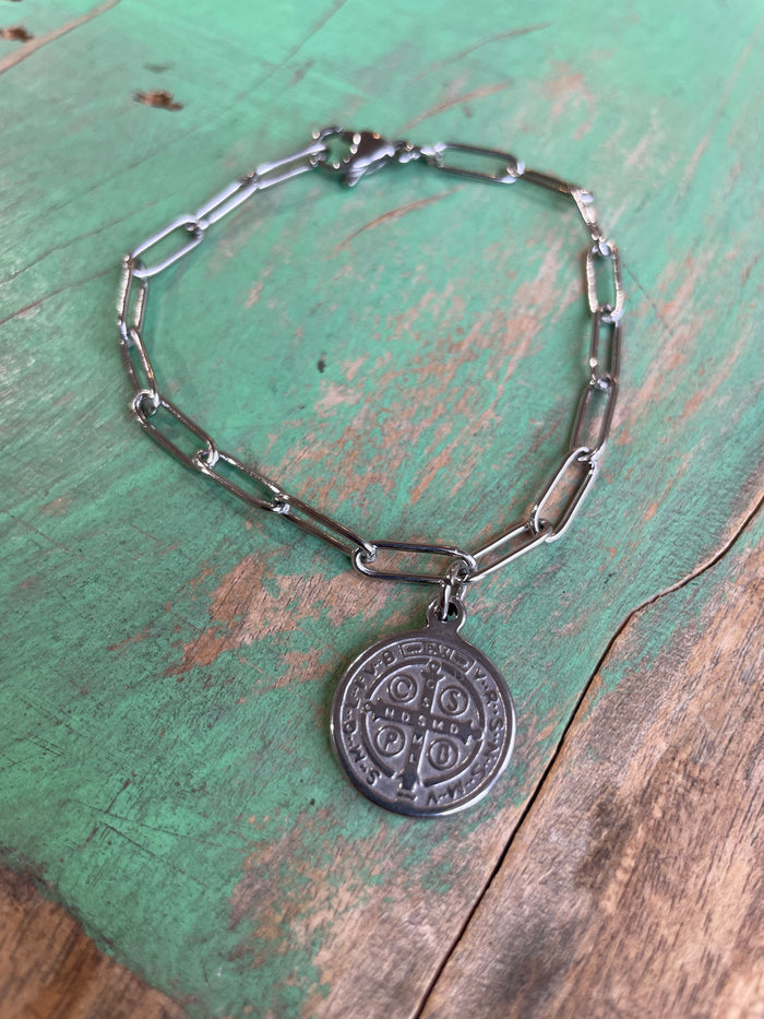 Silver Paper Clip St Benedict Small Link