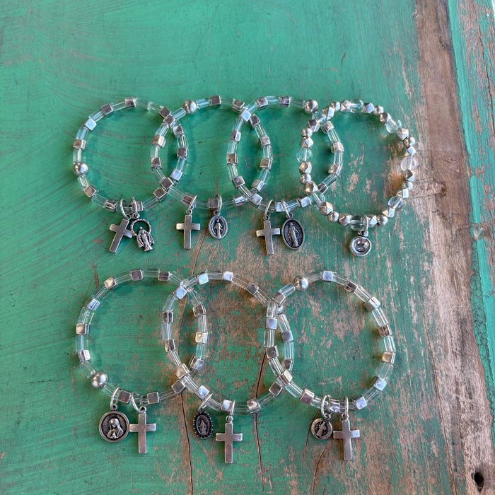 Silver Plated Saint Charm Bracelet
