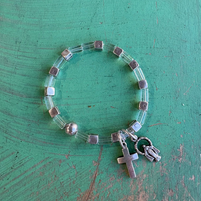 Silver Plated Saint Charm Bracelet
