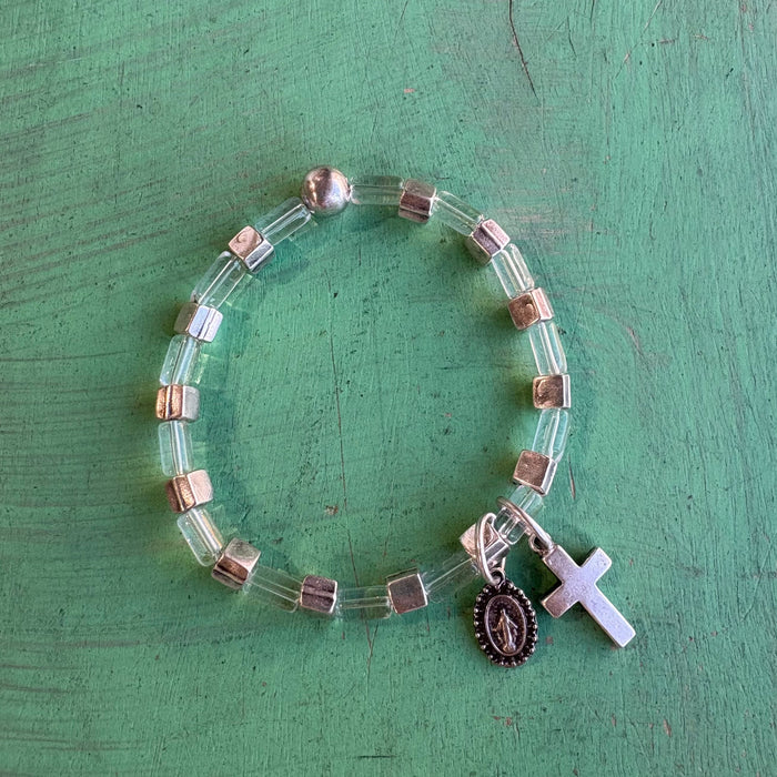 Silver Plated Saint Charm Bracelet