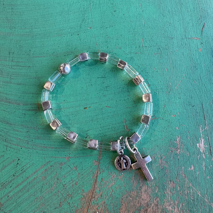 Silver Plated Saint Charm Bracelet