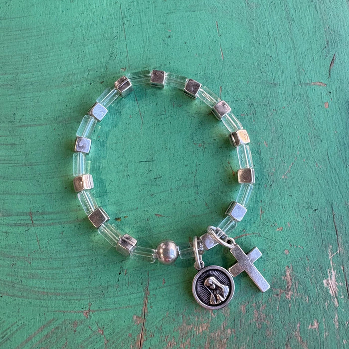 Silver Plated Saint Charm Bracelet