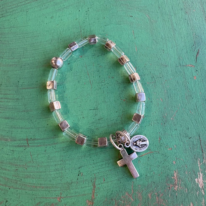 Silver Plated Saint Charm Bracelet