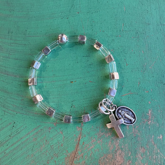 Silver Plated Saint Charm Bracelet