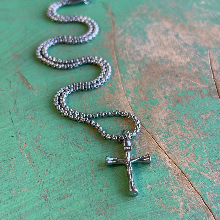 Silver Stainless Steel Crucifix Necklace