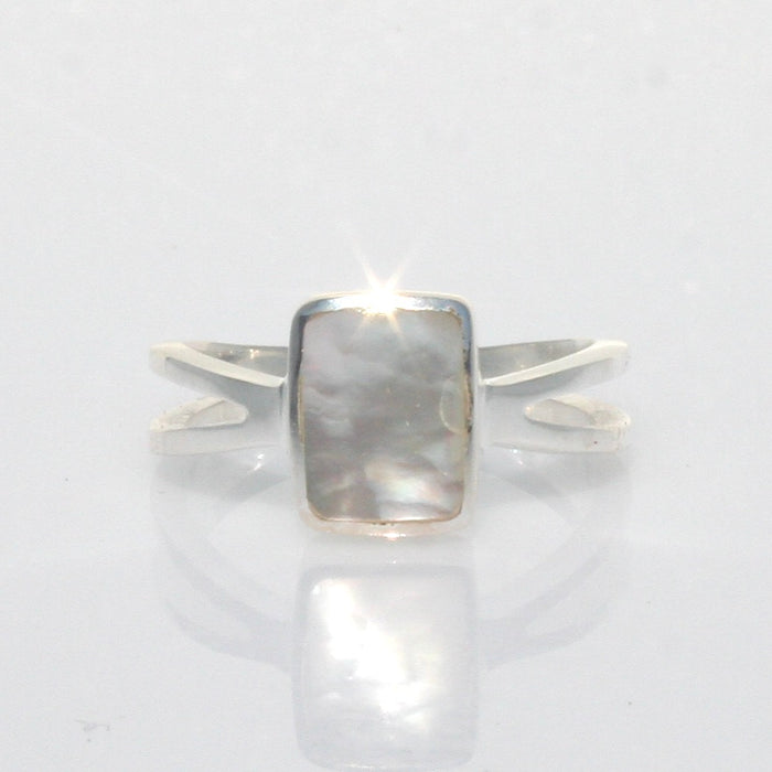 mother of pearl beach boho ring