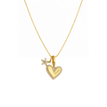 Gold necklace with pavé heart, floral charm, and MOM pendant