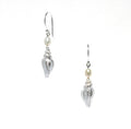 Spiral shell hook earrings with dainty pearl attached