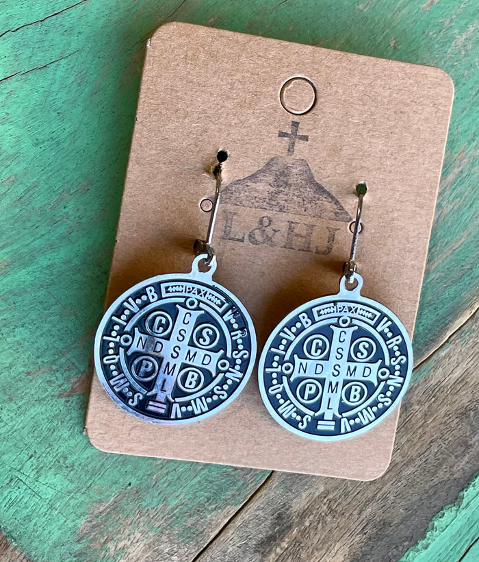 St Benedict Paper Clip Chain and Earrings