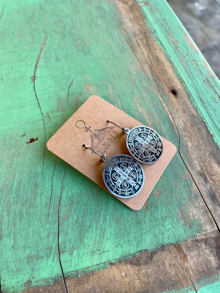 St Benedict Paper Clip Chain and Earrings