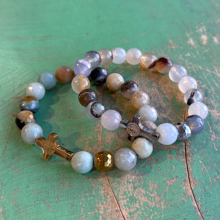 St Benedict Stainless Steel Cross Bracelet