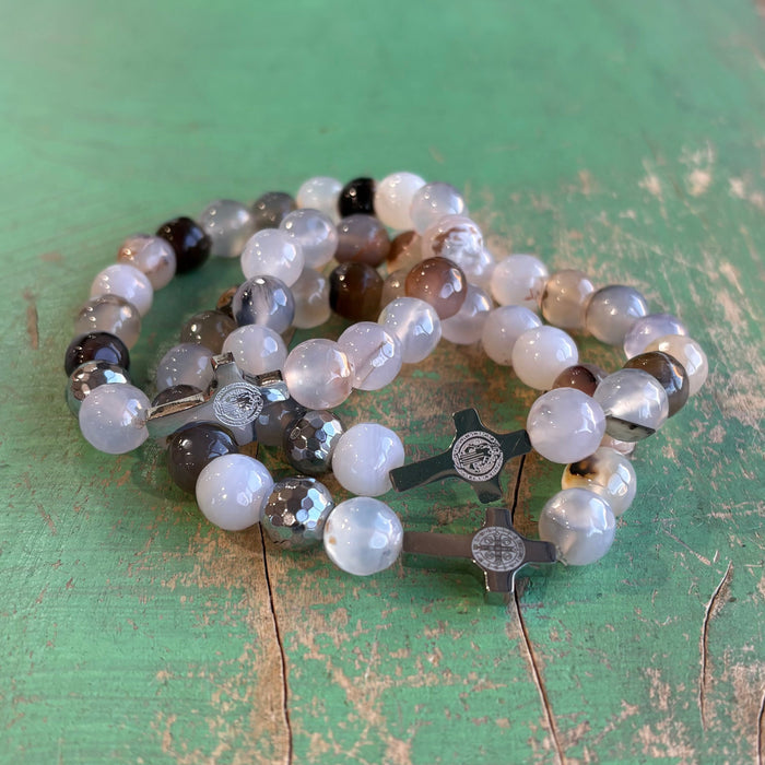 St Benedict Stainless Steel Cross Bracelet