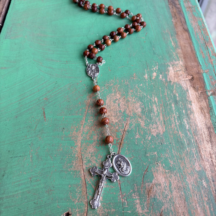St. Christopher Coco Bead Rosary