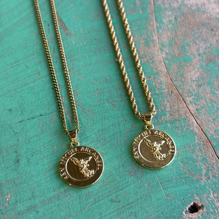 St Michael The Archangel Gold Pendant Necklace
