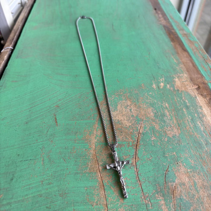 Stainless Steel Crucifix Rolo Chain Necklace for Men