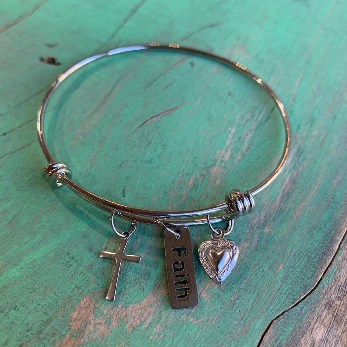 Stainless Steel Faith Bangle
