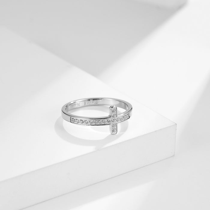 Stainless Steel Greater Love Hath No Man Than This Cz Cross Ring