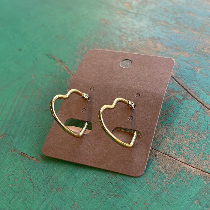 Stainless Steel Heart Hoop Earrings