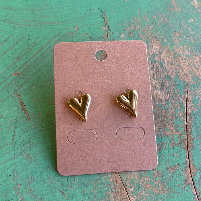 Stainless Steel Puffy Heart Post Earrings