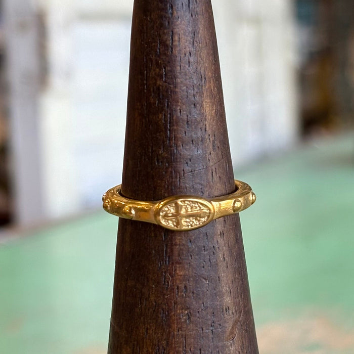Stainless Steel Rosary Ring - Gold
