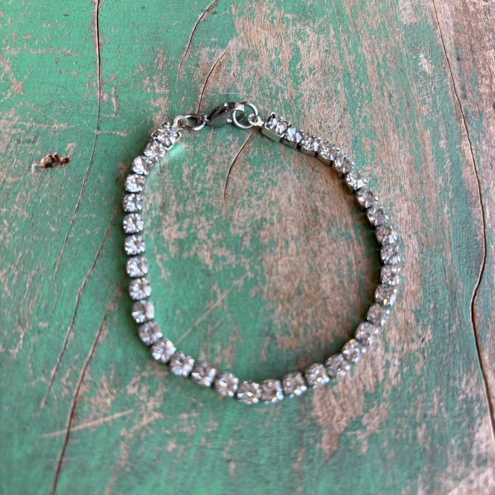Stainless Steel Silver Rhinestone Bracelet