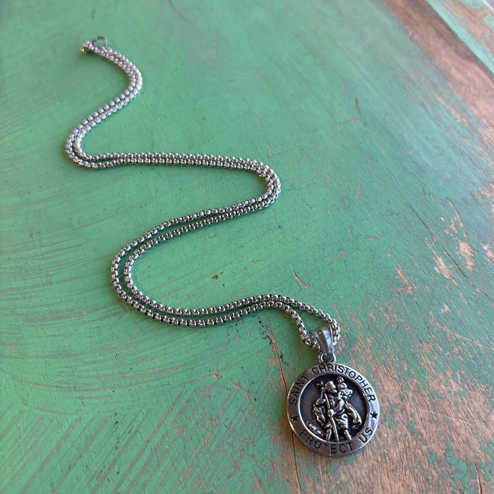 Stainless Steel St Christopher Necklace