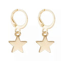 Gold star dangle hoop earrings with small star charm