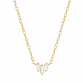 Gold-tone chain necklace with three emerald-cut cubic zirconia stones at center