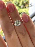 Sterling Silver 2CT Simulated Diamond Engagement Ring - Tulip Setting