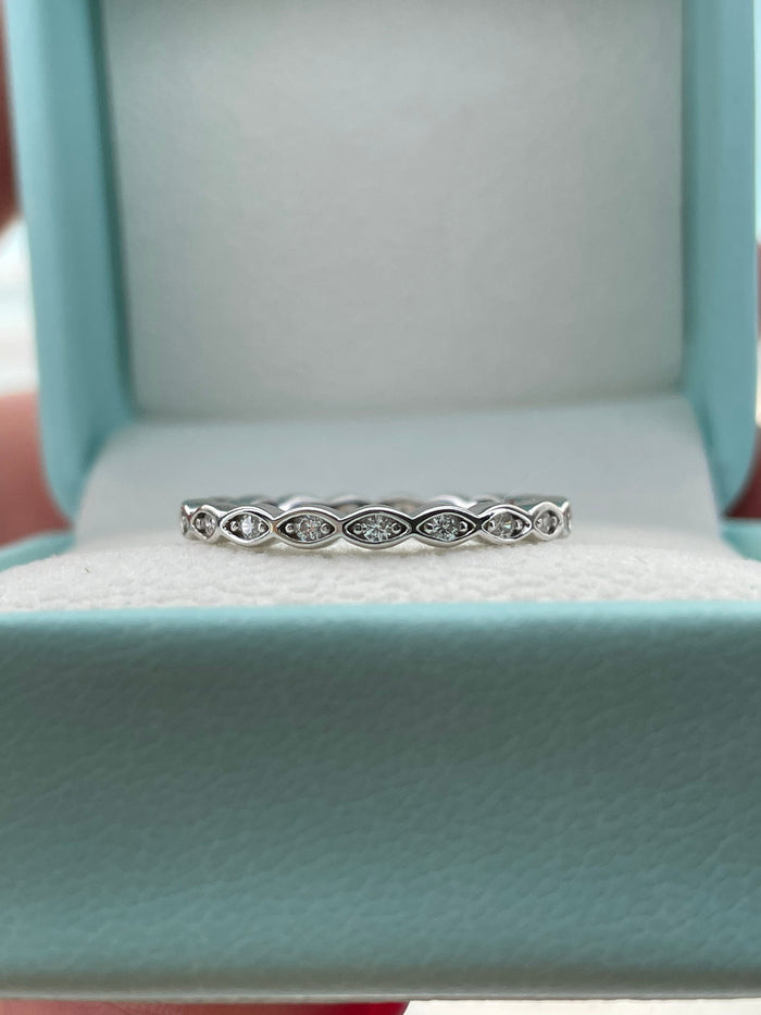 Sterling Silver 925 1.8mm full eternity band with CZ Diamonds, Stacking Ring, Wedding Band