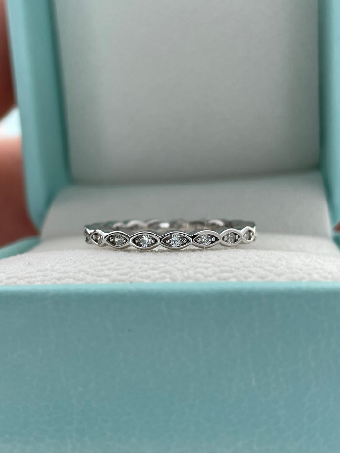 Sterling Silver 925 1.8mm full eternity band with CZ Diamonds, Stacking Ring, Wedding Band