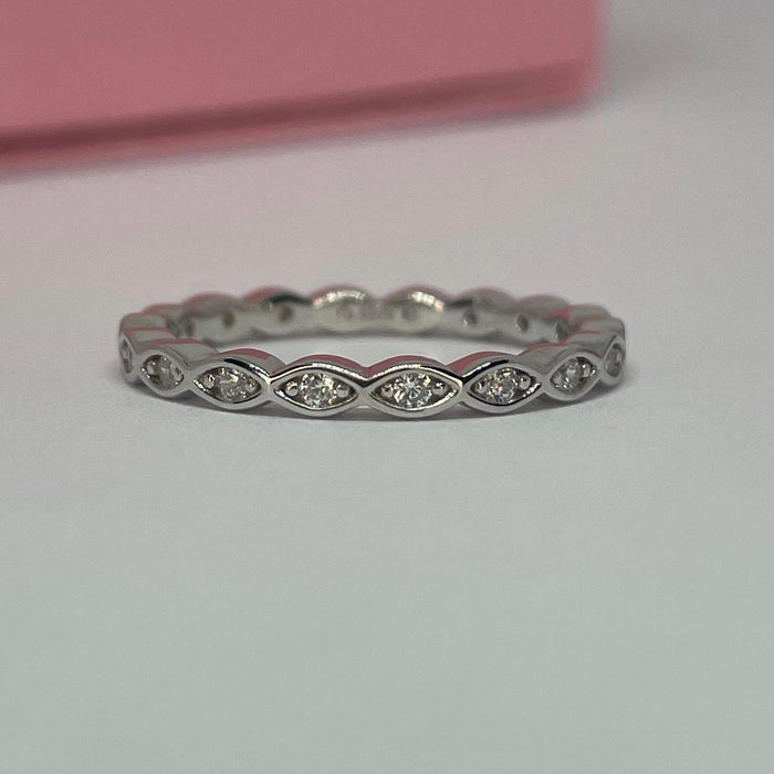 Sterling Silver 925 1.8mm full eternity band with CZ Diamonds, Stacking Ring, Wedding Band