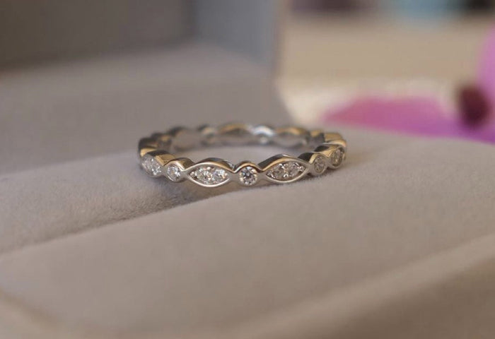 Sterling Silver 925 2mm Art Deco Full Eternity Band