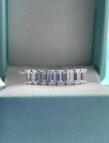 Sterling Silver 925 4mm full eternity band with emerald cut simulated diamonds, wedding band