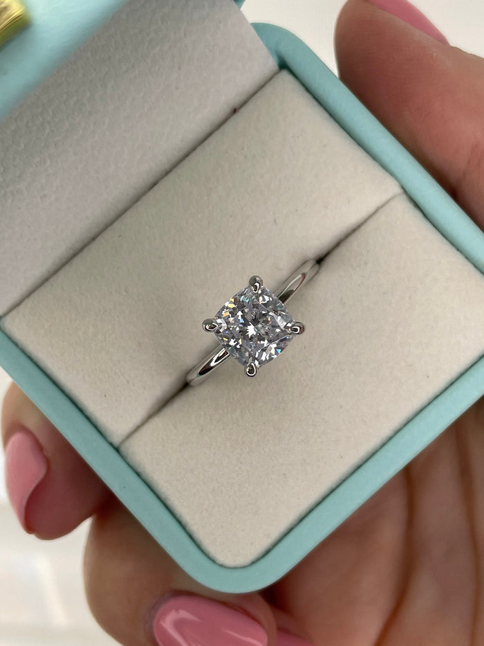 Sterling Silver 925 Bridal Set with 3CT Cushion Cut Solitare and eternity band, engagement ring