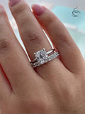 Sterling Silver 925 Bridal Set with 3CT Cushion Cut Solitare and full eternity band, engagement ring