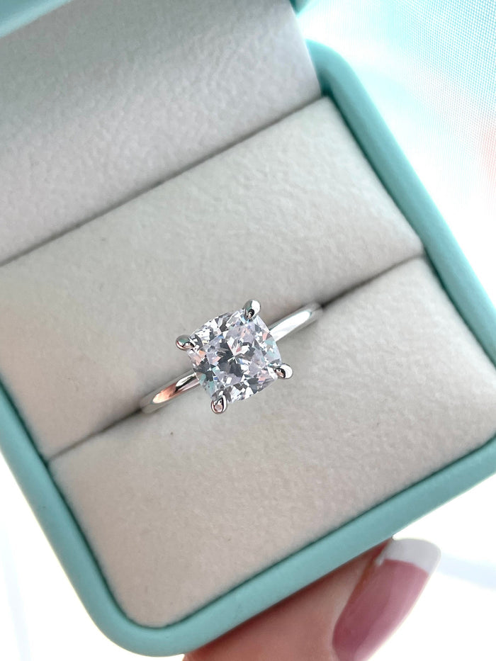 Sterling Silver 925 Bridal Set with 3CT Cushion Cut Solitare and full eternity band, engagement ring