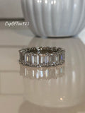 Sterling Silver 925 Classic Emerald Cut Eternity Band