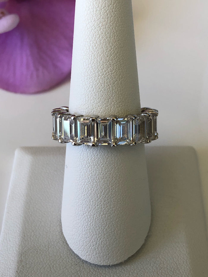 Sterling Silver 925 Classic Emerald Cut Eternity Band