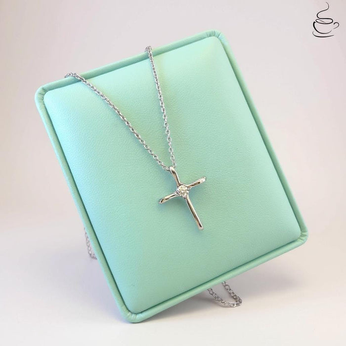 Sterling silver 925 cross necklace with moissanite, moissanite cross, gift for her