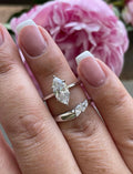 Sterling Silver 925 Engagement Ring bridal set with 1.5CT marquise cut simulated dimond Solitare and curved wedding band