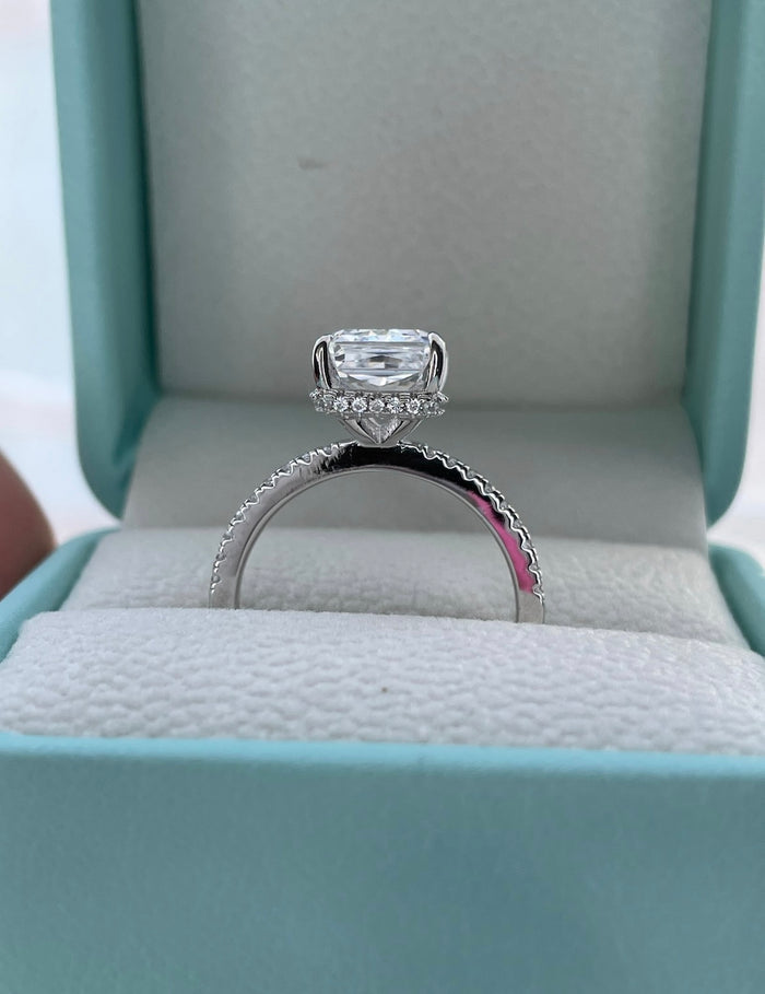 Sterling Silver 925 engagement ring with 3.3CT crushed ice radiant cut simulated diamond