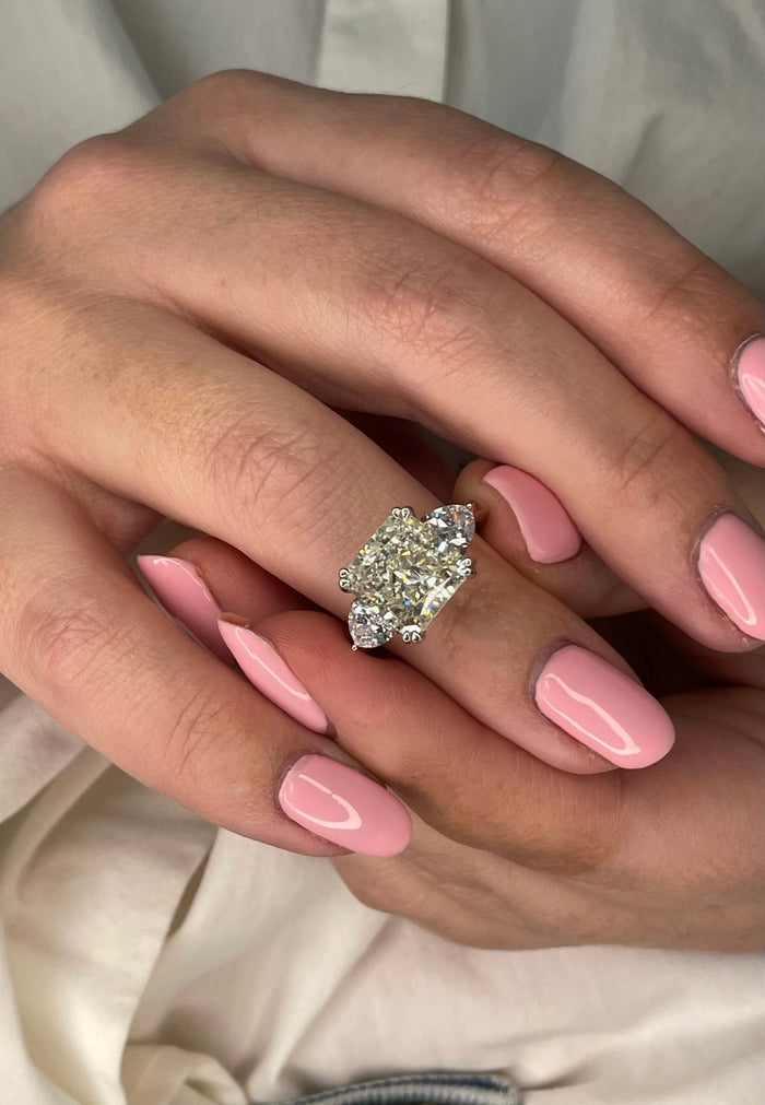 Sterling Silver 925 engagement ring with 5CT crushed ice square radiant cut simulated diamond
